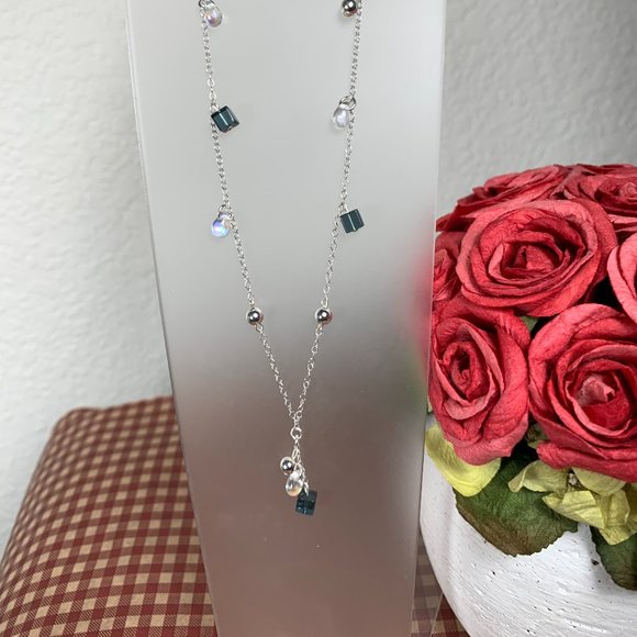 NEW 17.5" Hand-wired Real Silver (not plated) & Iolite Moonstone Tassel Necklace - Picture 1 of 3